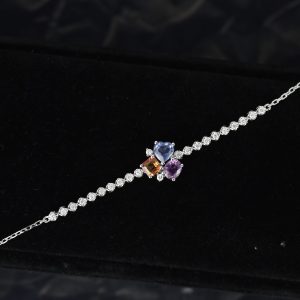 1.49 CTW Sapphire w/ .236 CTW Diamond Bracelet 14K White Gold B225-1 WG