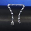 3.74 CTW Blue Sapphire w/ .75 CTW Diamond Tennis Bracelet 18K White Gold B230-WG