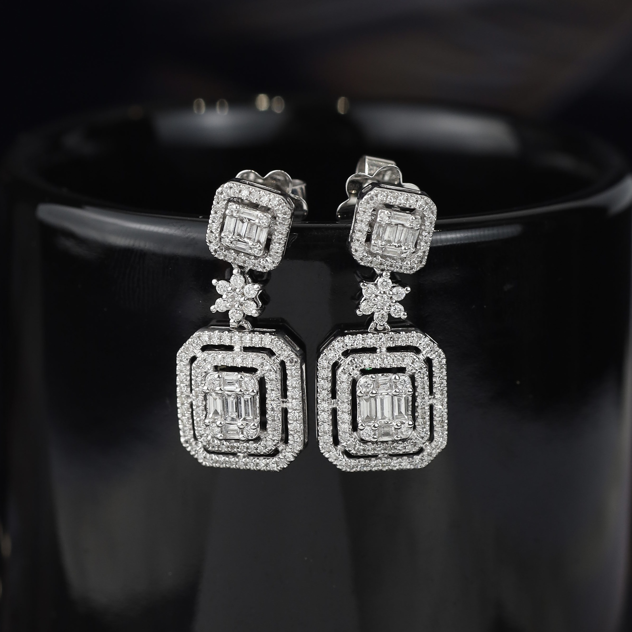 .795 CTW Diamond Dangling Earrings 14K White Gold E0148-WG