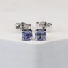 1.15 CTW Sapphire Stud Earrings 18K White Gold E0154-WG