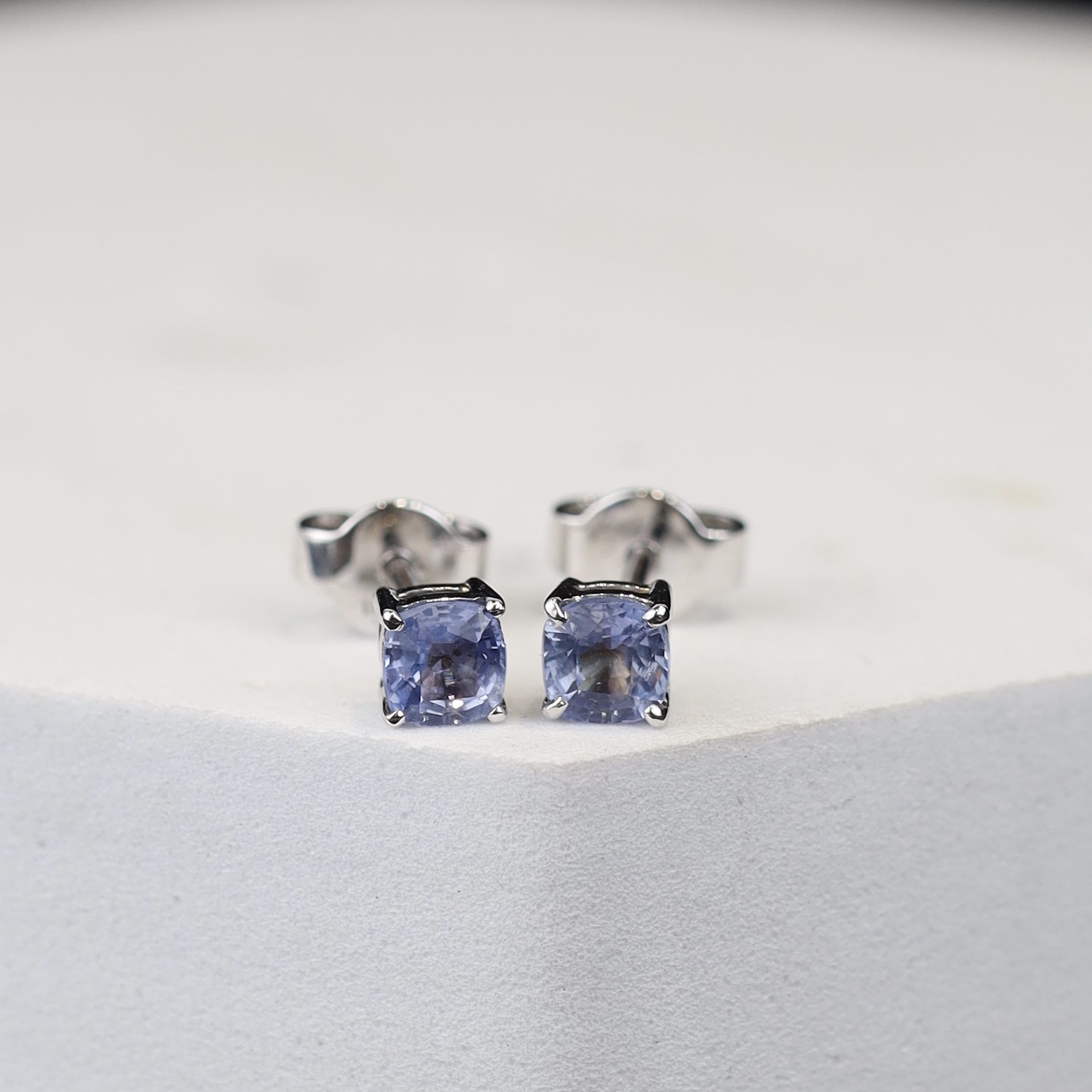 1.15 CTW Sapphire Stud Earrings 18K White Gold E0154-WG