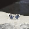 1.25 CTW Sapphire Stud Earrings 18K White Gold E0155-WG