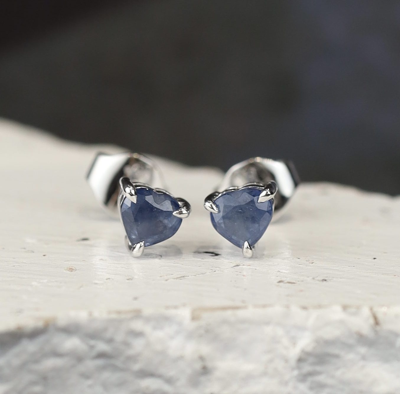 1.25 CTW Sapphire Stud Earrings 18K White Gold E0155-WG