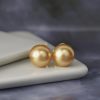                                                                                                                                                                                                                                    12.3mm Golden South Sea Pearl Stud Earrings 14K Yellow Gold E0160-1 YG