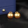 12.4mm & 12.5mm Golden South Sea Pearl Stud Earrings 14K Yellow Gold E0160-YG