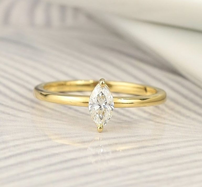 GIA .30 Carat Diamond Engagement Ring 18K Yellow Gold ER0380-YG