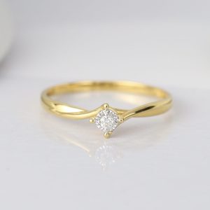 .022 Carat Diamond Engagement Ring 18K Yellow Gold ER615-1 YG