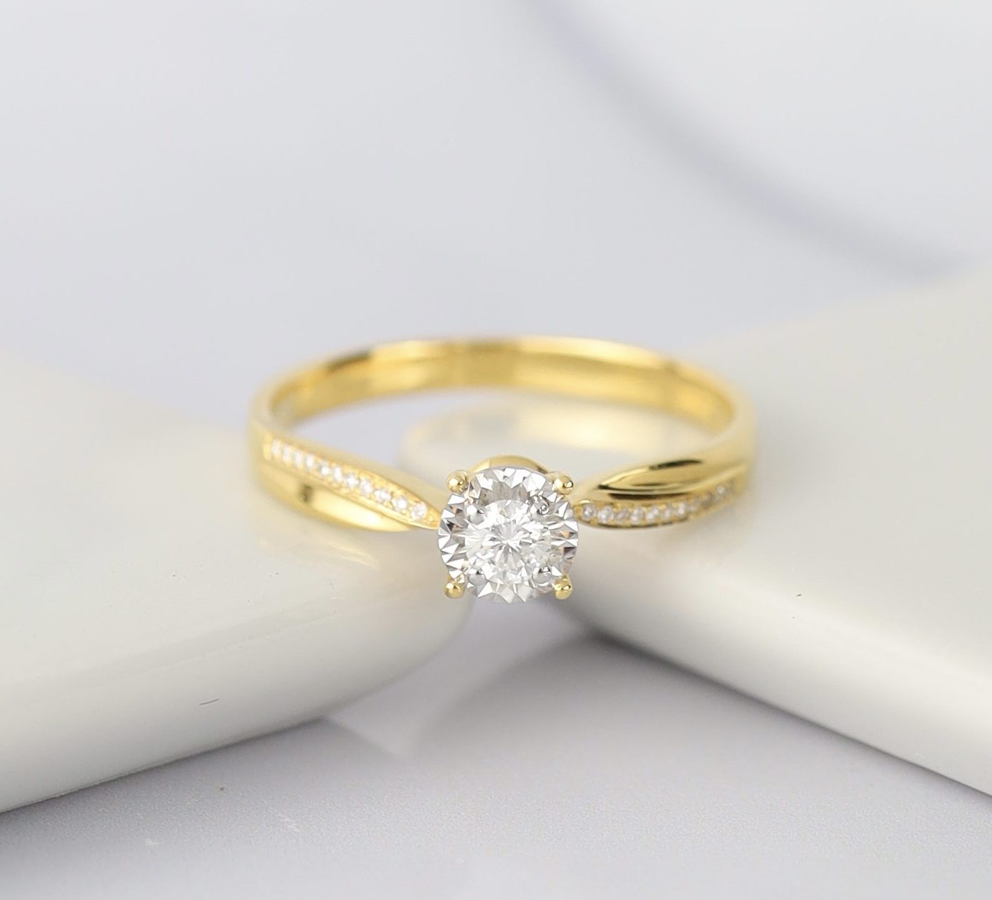 .157 CTW Diamond Engagement Ring 18K Yellow Gold ER652-3 YG