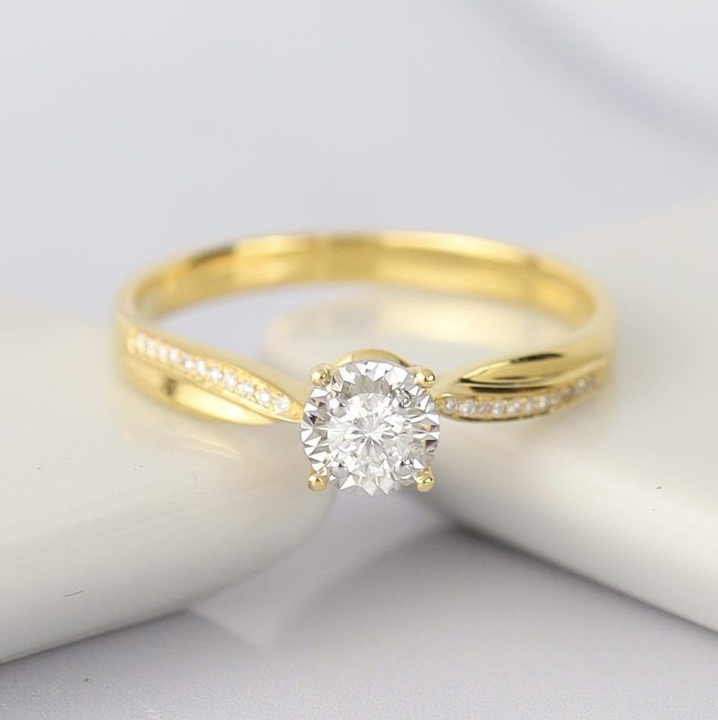 .157 CTW Diamond Engagement Ring 18K Yellow Gold ER652-3 YG