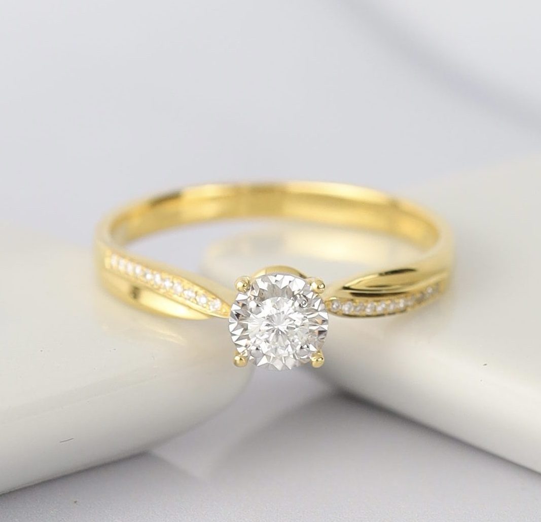 .181 CTW Diamond Engagement Ring 18K Yellow Gold ER652-4 YG