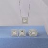 1.59 CTW Diamond Ring,Stud Earrings & Necklace Set 14K White Gold JS241-WG