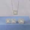 1.59 CTW Diamond Ring,Stud Earrings & Necklace Set 14K White Gold JS241-WG