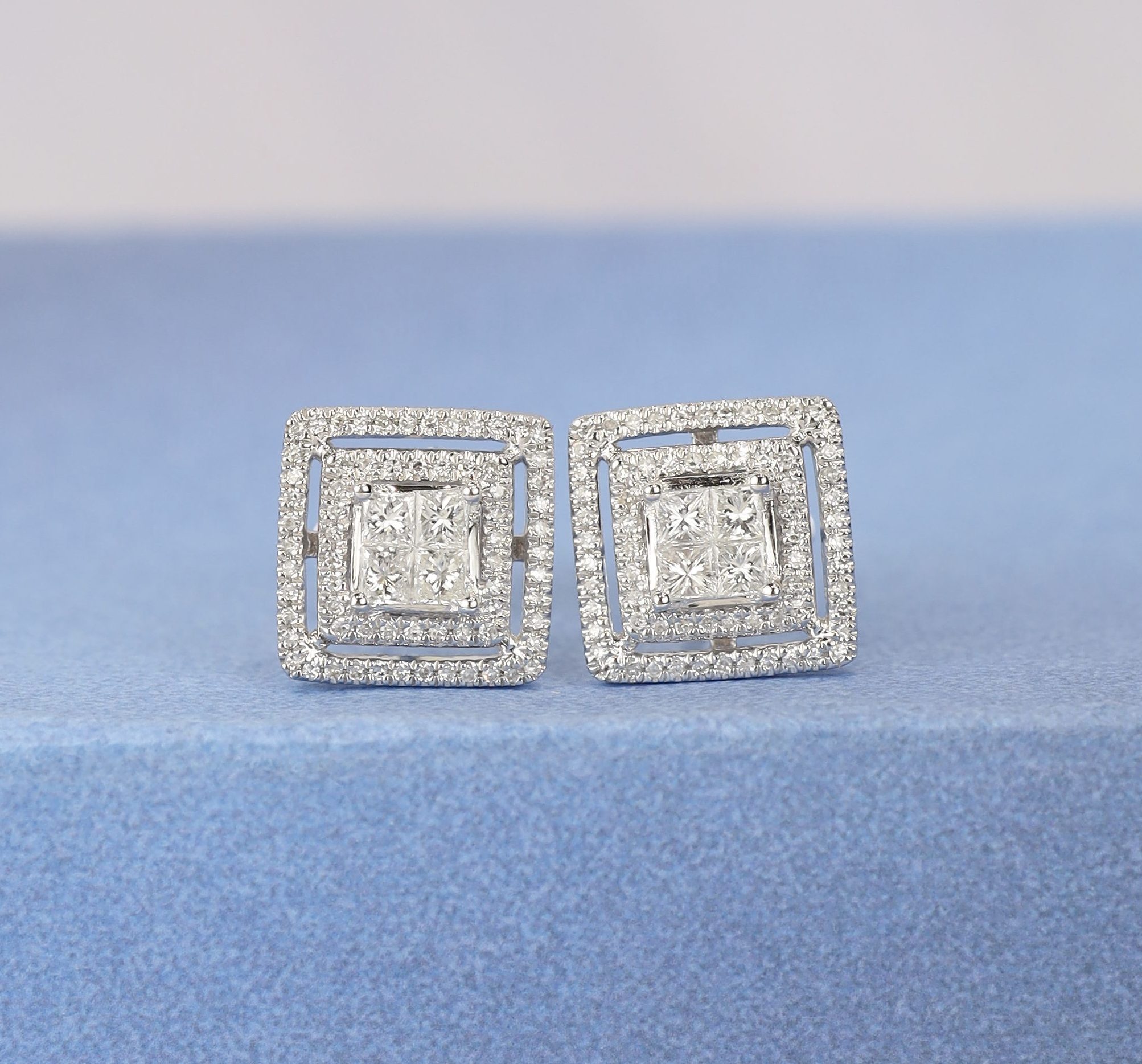 .69 CTW Diamond Stud Earrings 14K White Gold JS241E-WG