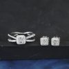 .41 CTW Diamond Ring & Stud Earrings Set 14K White Gold JS243-WG