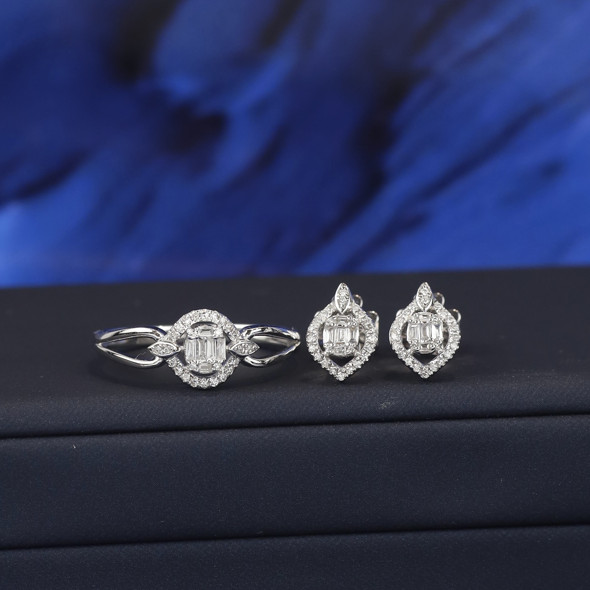 .315 CTW Diamond Ring & Earrings Set 14 Karat White Gold JS250-WG