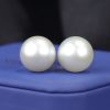 13.1mm&13.2mm South Sea Pearl Stud Earrings 14K White Gold E0158-1-WG