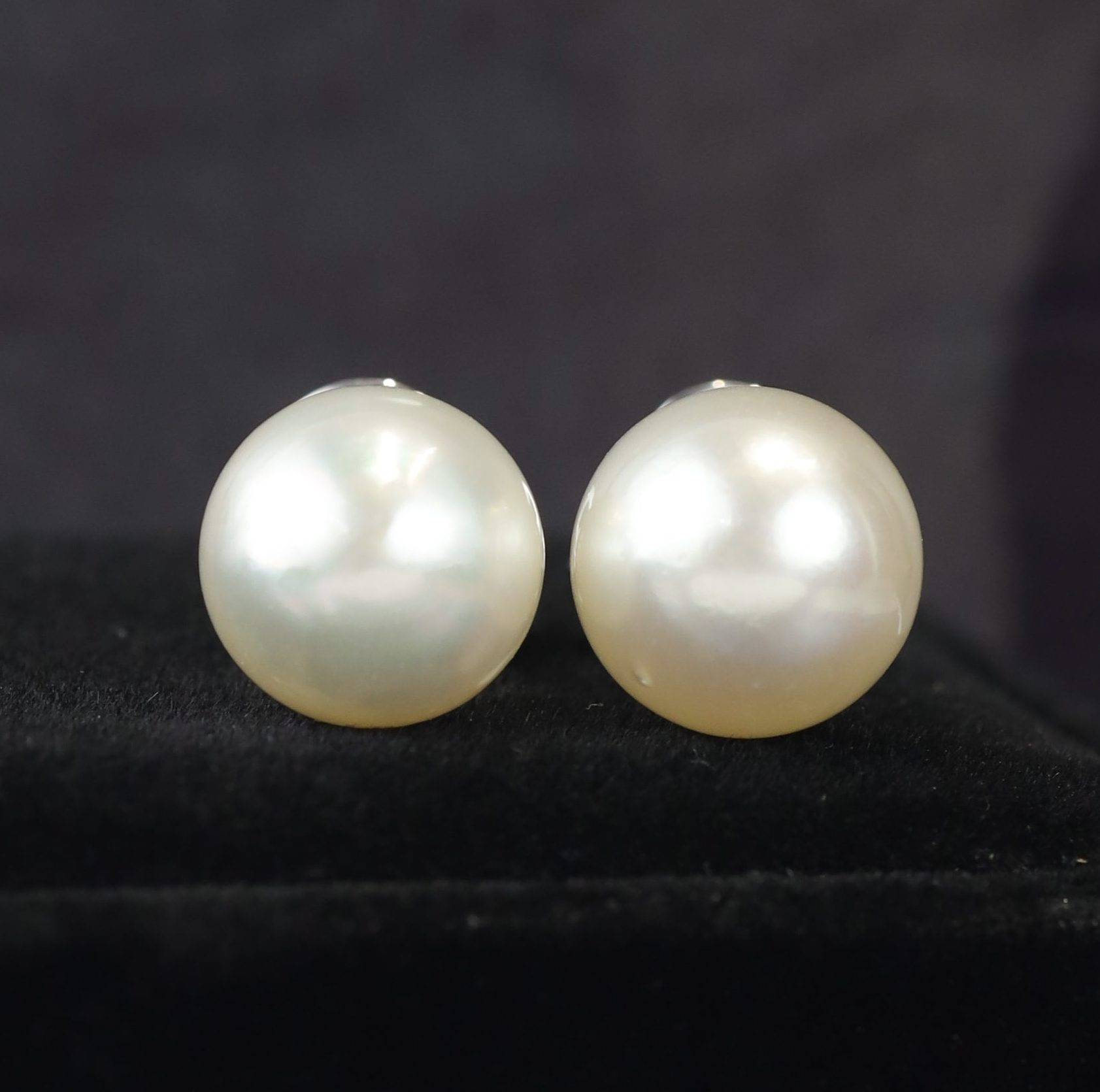 12.1mm&12.4mm South Sea Pearl Stud Earrings 14K White Gold E0159-1-WG