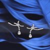 .48 CTW Diamond Ribbon Stud Earrings 14K White Gold E0177-WG