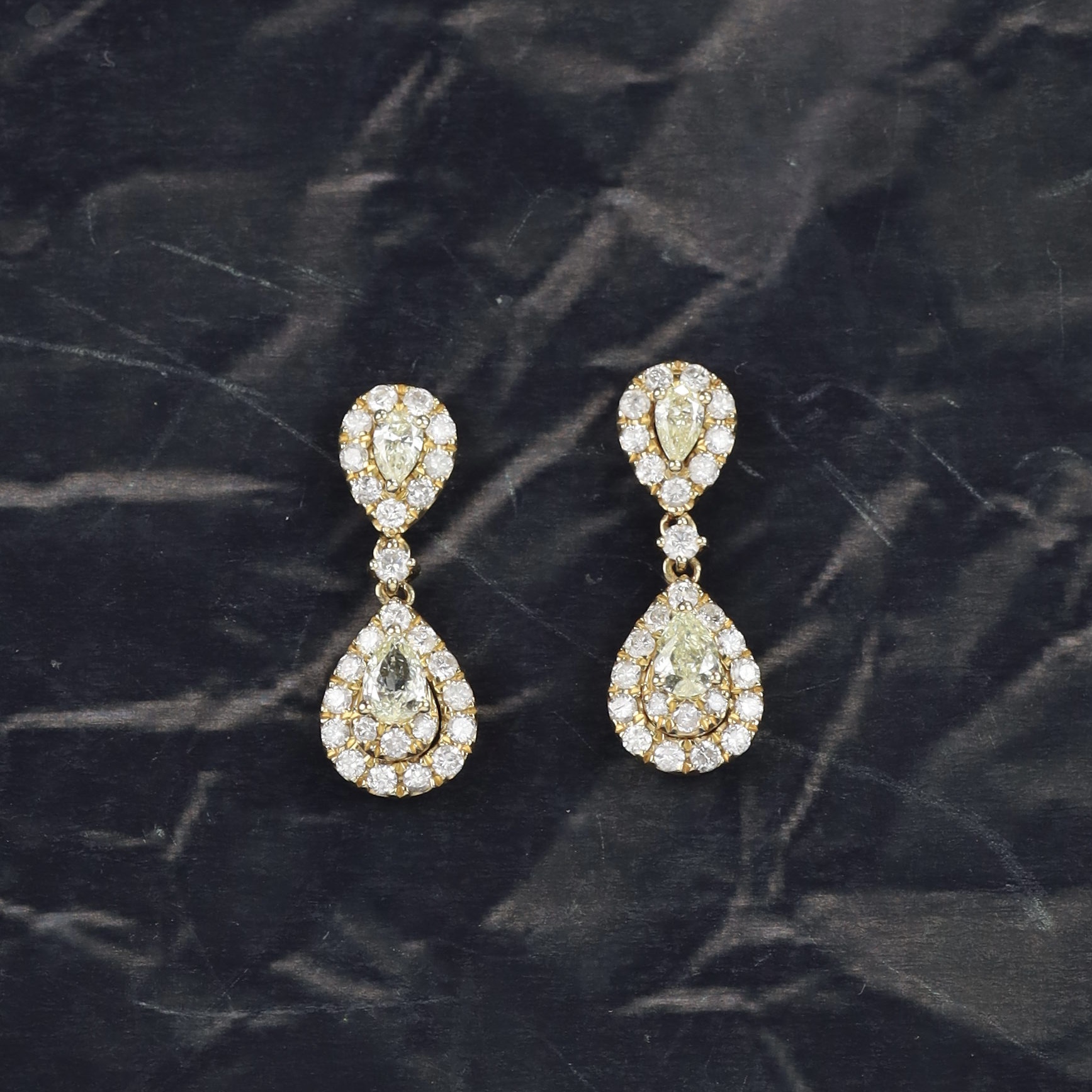 1.54 CTW Diamond Dangling Earrings 18K Yellow Gold E0183-YG