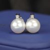 8.9mm&8.8mm South Sea Pearl w/ .04 CTW Diamond Stud Earrings 14K White Gold E0186-WG