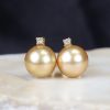 9.2mm South Sea Pearl w/ .04 CTW Diamond Stud Earrings 14K Yellow Gold E0187-YG