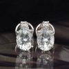 2.03 CTW Aquamarine w/ .04 CTW Diamond Stud Earrings 14K White Gold E0193-WG