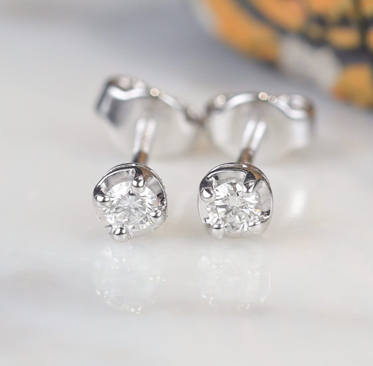 .16 CTW Diamond Stud Earrings 18K White Gold E078-2-WG