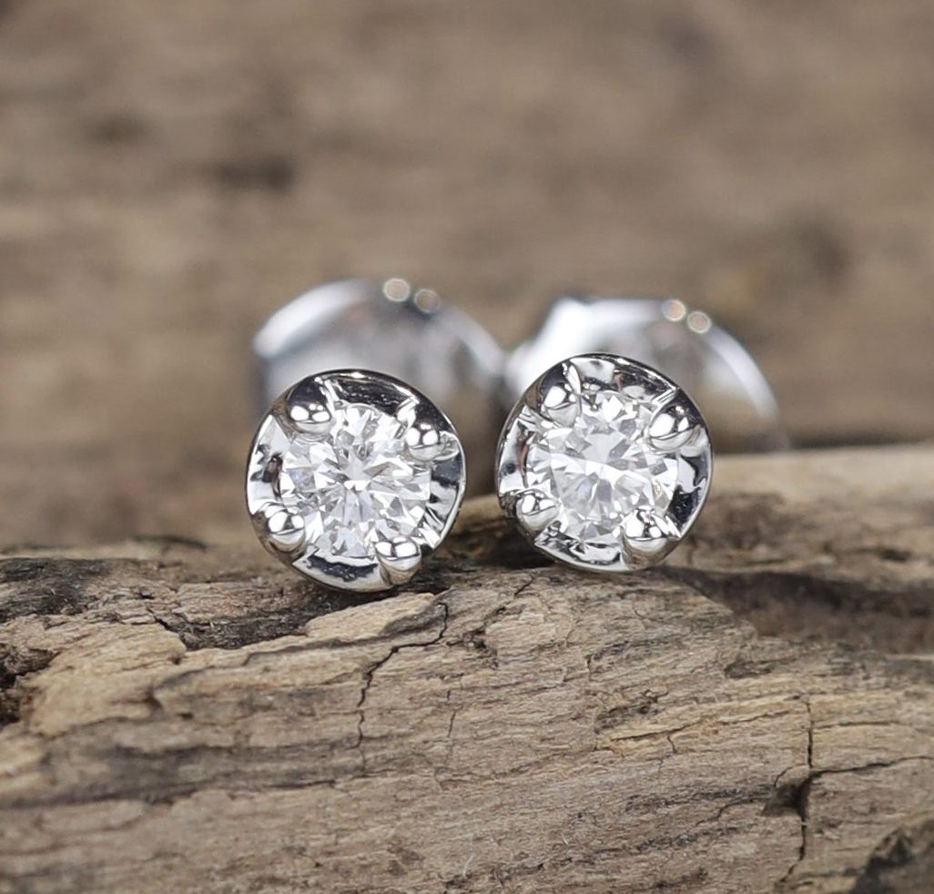 .16 CTW Diamond Stud Earrings 18K White Gold E078-3-WG