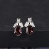 2.32 CTW Garnet w/ .44 CTW Diamond Earrings 14K White Gold E981