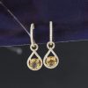 1.55 CTW Sapphire w/ .255 CTW Diamond Dangling Earrings 14K Yellow Gold JS254E-YG