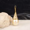 13.1mm South Sea Pearl w/ .658 CTW Diamond Pendant 18k Yellow Gold P75 sep