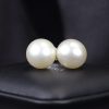 13.5mm & 13.6mm South Sea Pearl Stud Earrings 14K White Gold E0158-3 WG