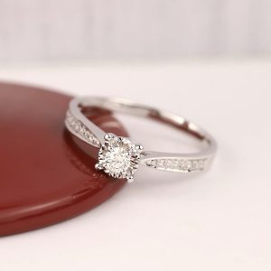 .134 CTW Diamond Engagement Ring 18K White Gold ER722-1 WG