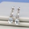 2.10 CTW Aquamarine w/ .28 CTW Diamond 2-Way Dangling Earrings 14K White Gold E0198-1 WG