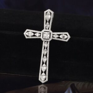 .64 CTW Diamond Cross Pendant 14K White Gold PN152-WG