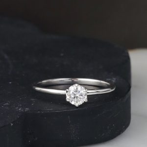 GIA .30 Carat Diamond Engagement Ring 18K White Gold ER0443-WG