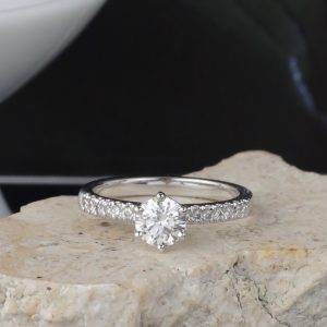 GIA .70 Carat Diamond Engagement Ring 18K White Gold ER0453-WG