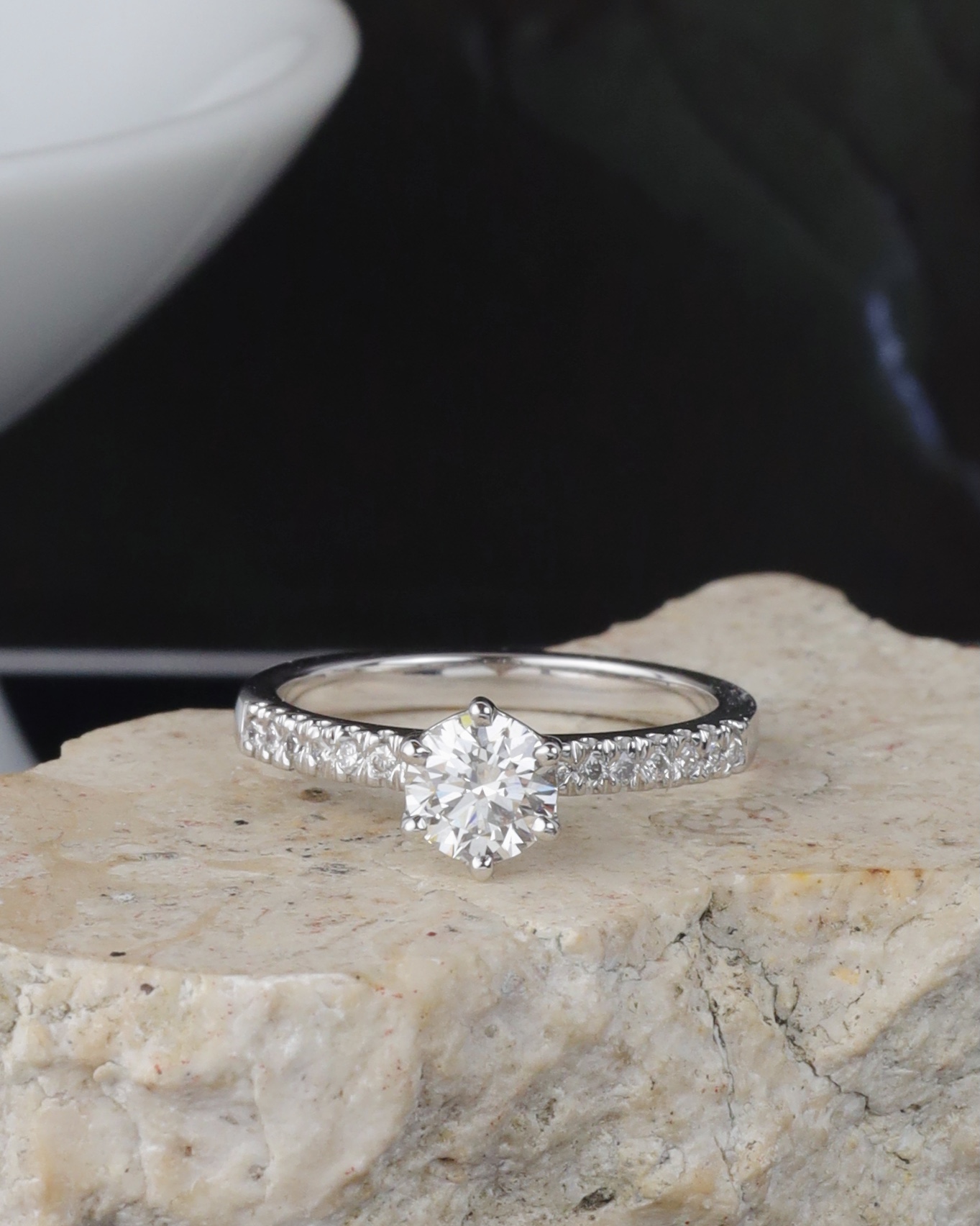 GIA .70 Carat Diamond Engagement Ring 18K White Gold ER0453-WG