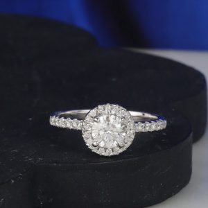 GIA .60 Carat Diamond Engagement Ring 18K White Gold ER0465-WG