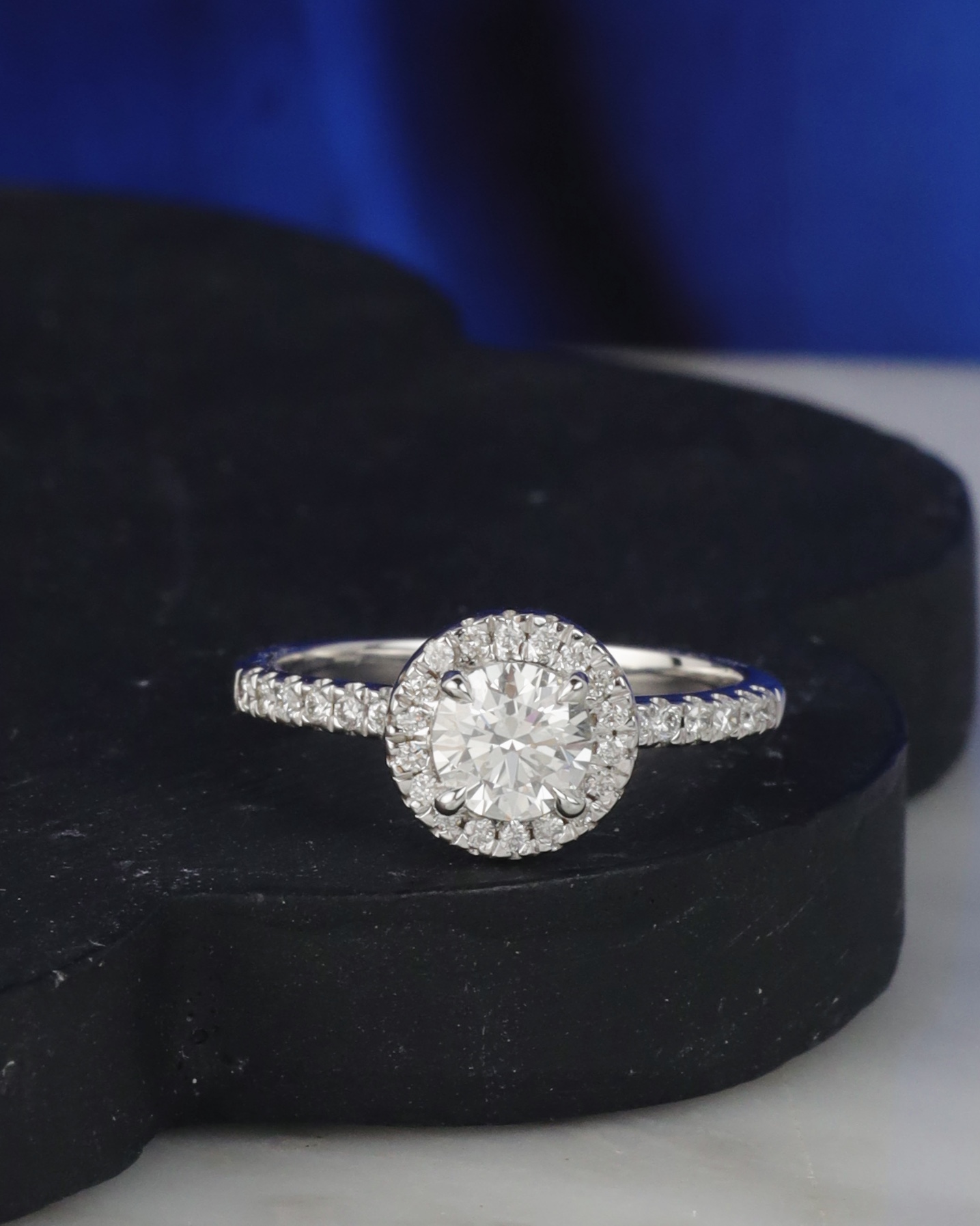 GIA .60 Carat Diamond Engagement Ring 18K White Gold ER0465-WG