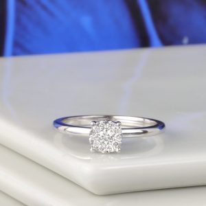 .15 CTW Diamond Illusion Engagement Ring 18K White Gold ER0499-WG