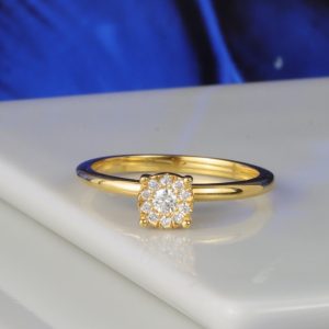 .15 CTW Diamond Illusion Engagement Ring 18K Yellow Gold ER0499-YG