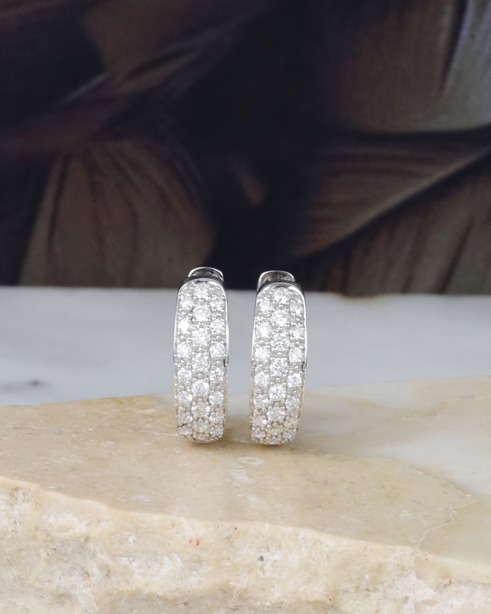 .59 CTW Diamond Loop Earrings 14K White Gold E0268-WG