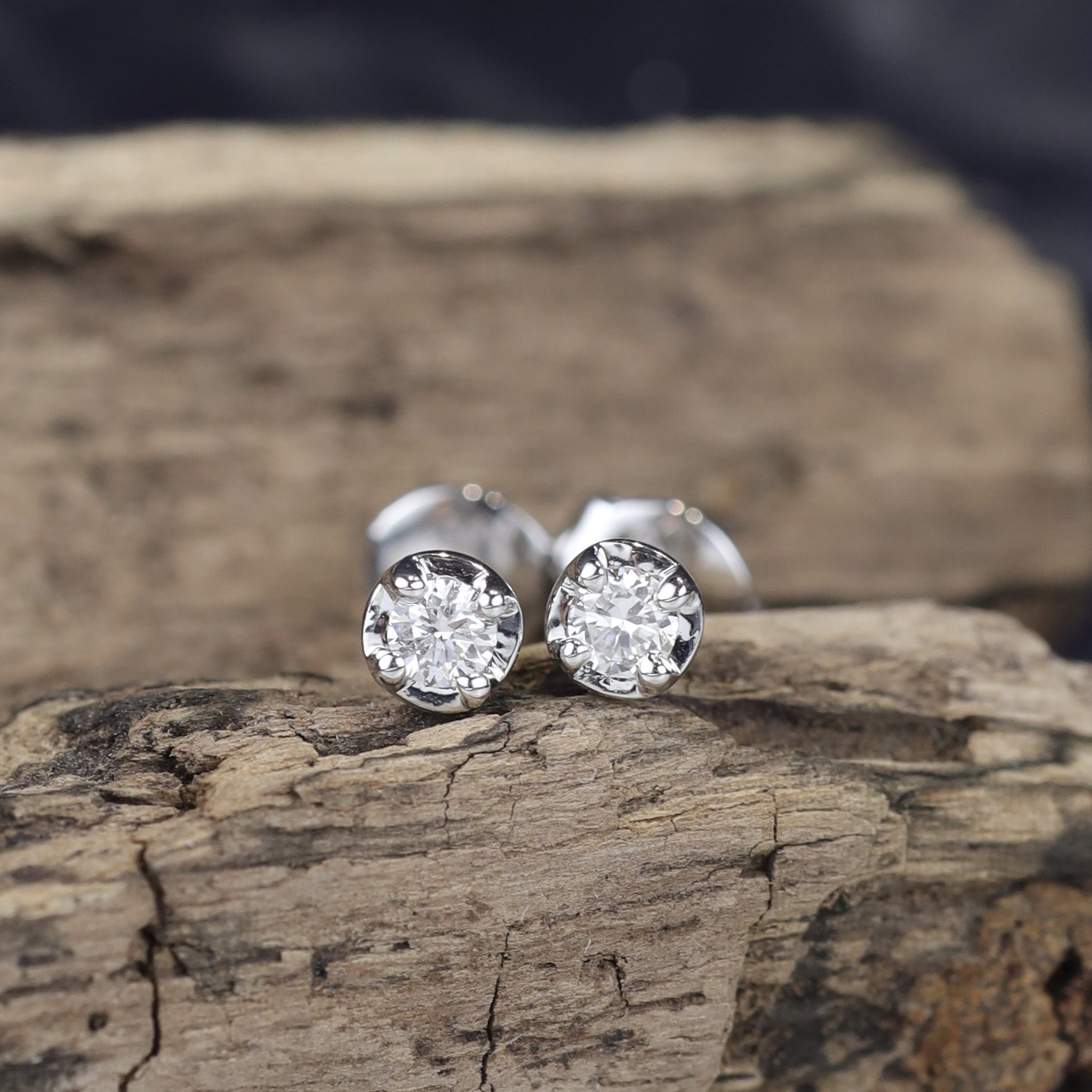 .16. CTW Diamond Stud Earrings 18K White Gold E078-7 WG