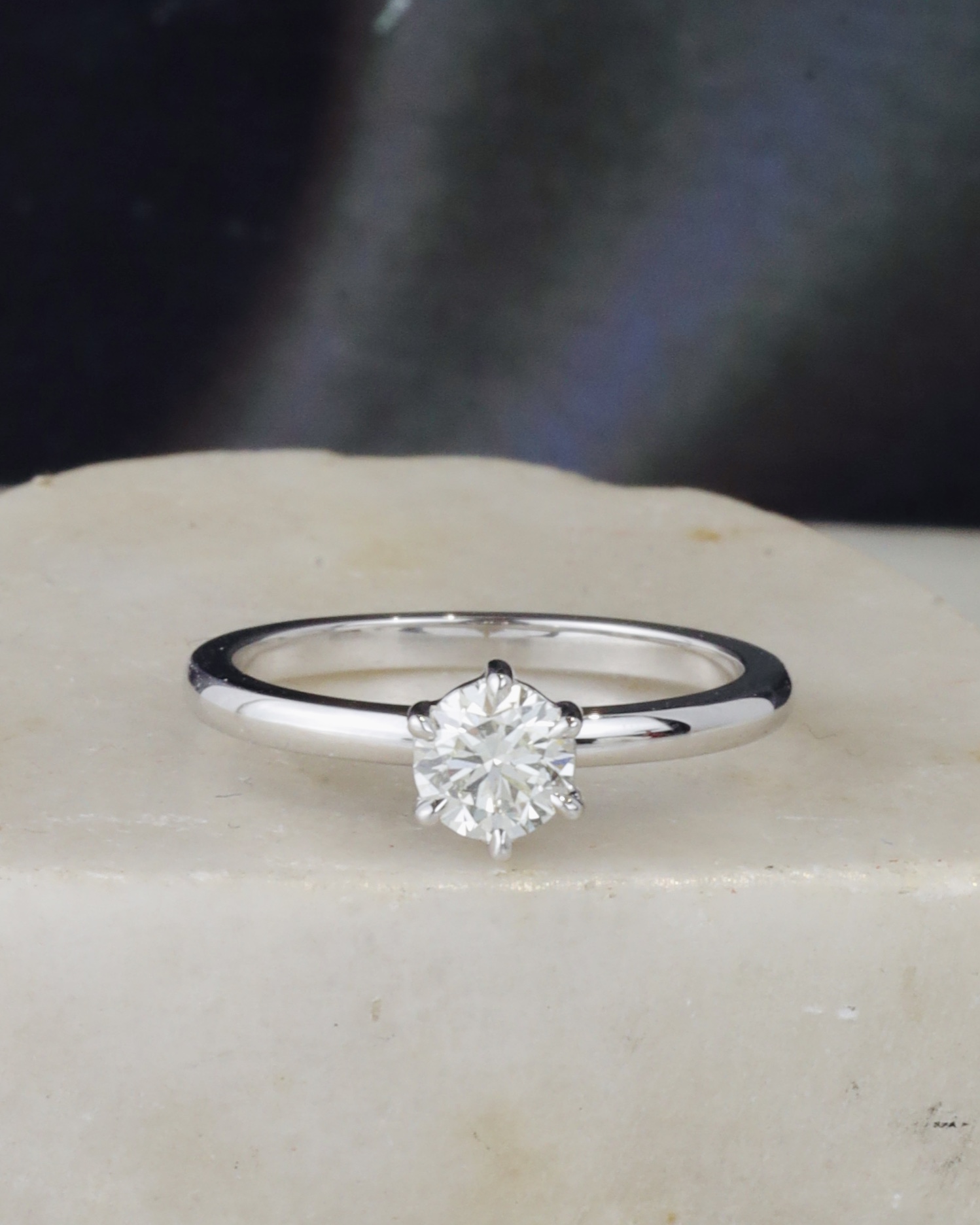 GIA .50 Carat Diamond Engagement Ring 18K White Gold ER0505-WG