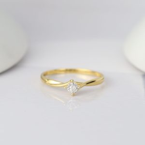 .023 Carat Diamond Engagement Ring 18K Yellow Gold ER615-3 YG