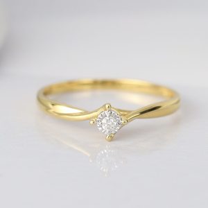 .023 Carat Diamond Engagement Ring 18K Yellow Gold ER615-3 YG