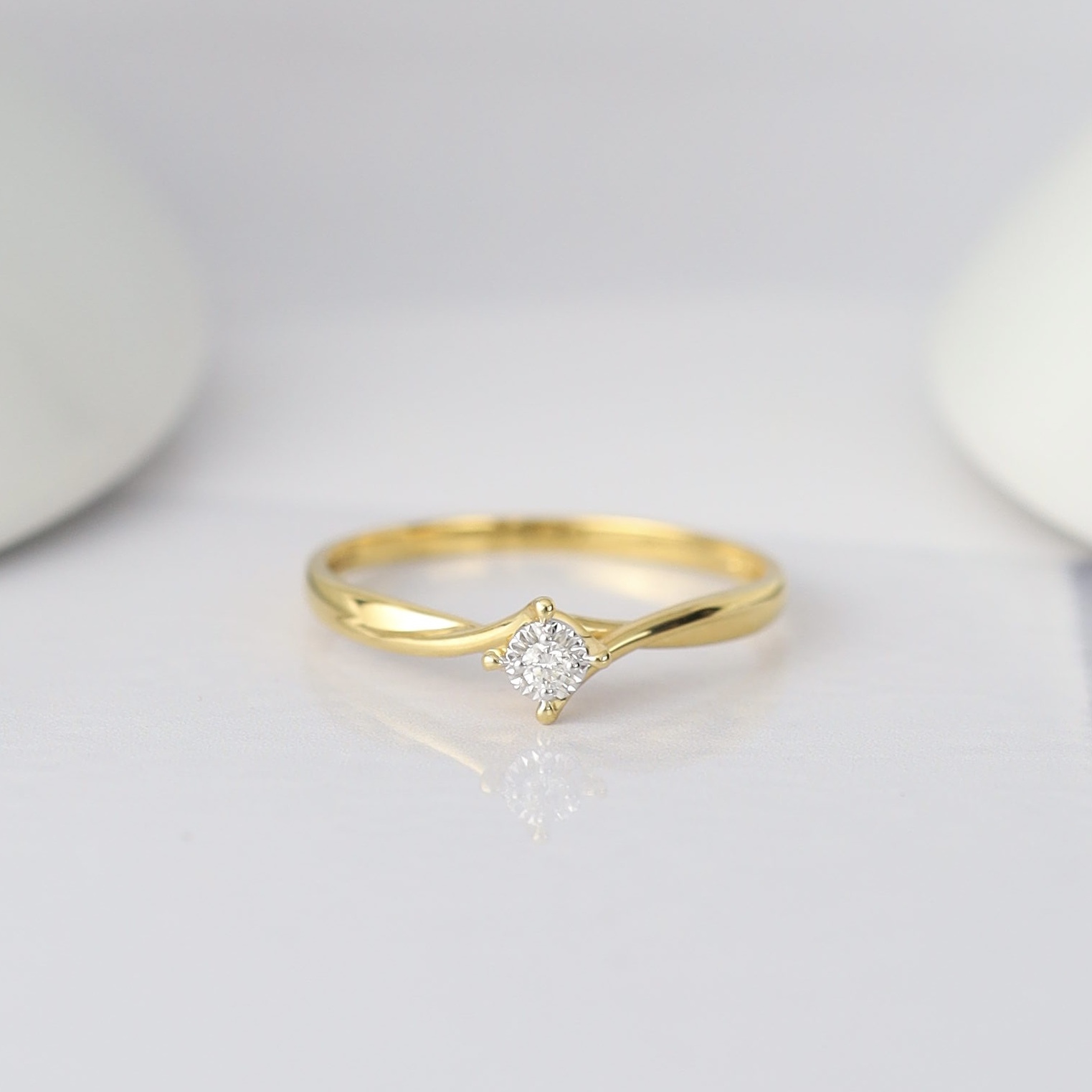 .023 Carat Diamond Engagement Ring 18K Yellow Gold ER615-3 YG