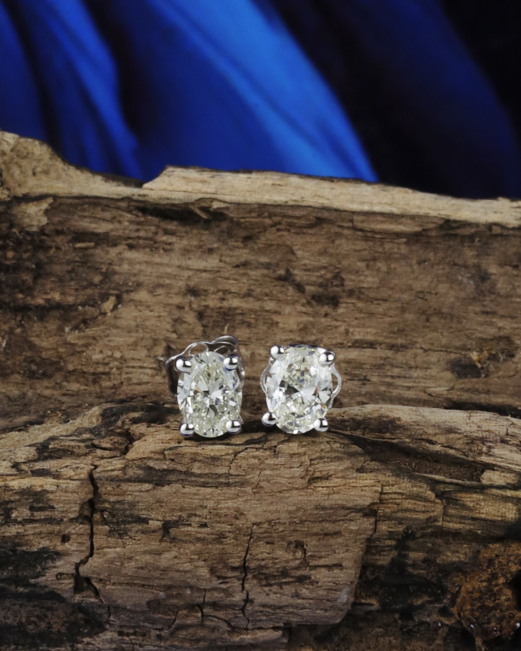 GIA .75 CTW Diamond Stud Earrings 18K White Gold E0266-WG