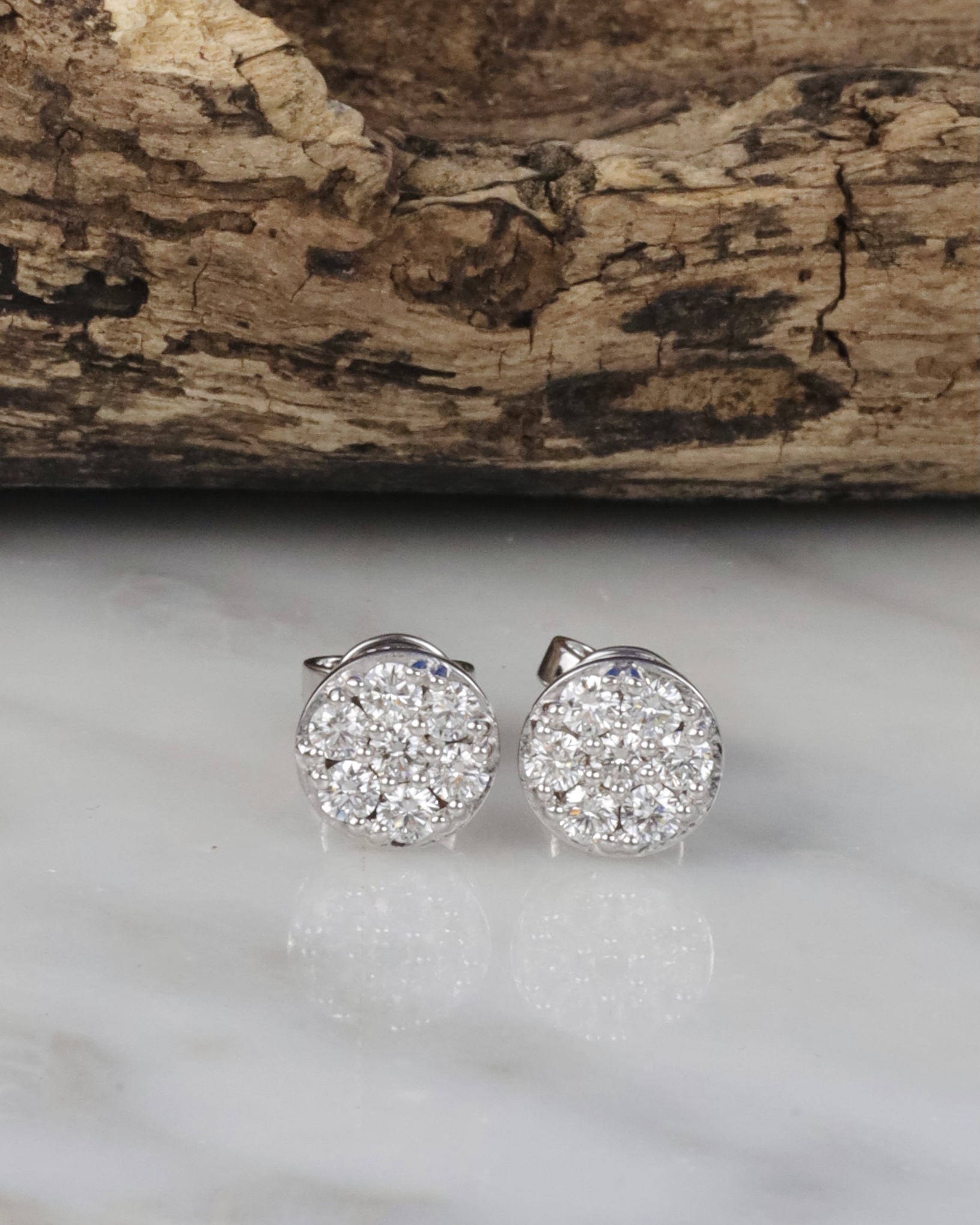 CTW Diamond Illusion Stud Earrings 18K White Gold E0374-WG